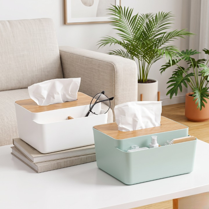Elegant Wooden Top Tissue Storage Box
