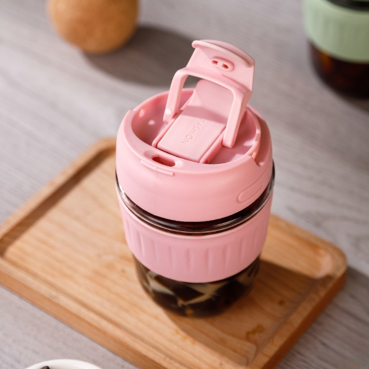 Double Layer Travel Glass Mug With Lid