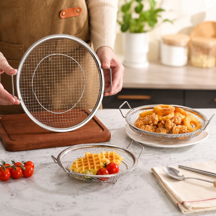 Stainless Steel Round Mesh Frying Basket