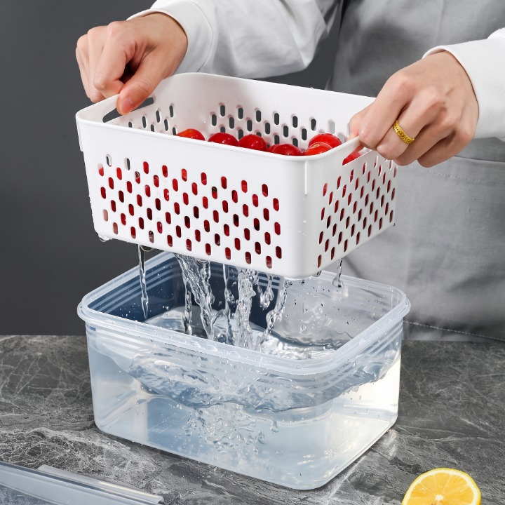 3PCs Double Layer Fridge Storage Baskets