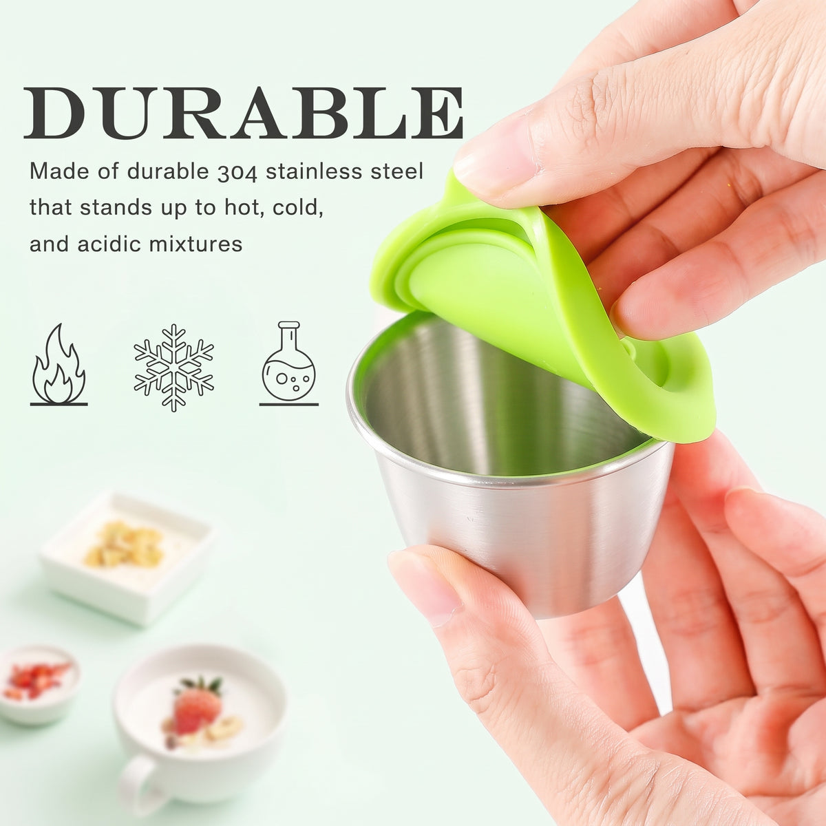 4PCs Stainless Steel Sauce Cups With Lids