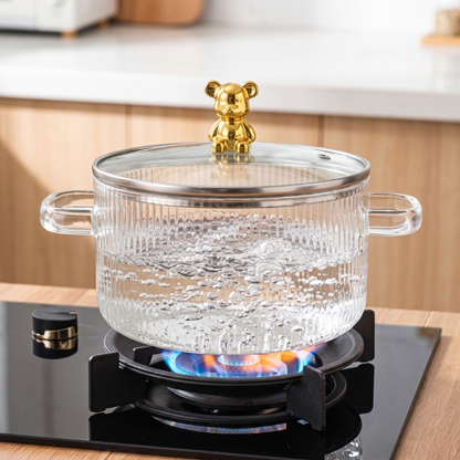 Transparent Heat Resistant Glass Cooking Pot 1600ML