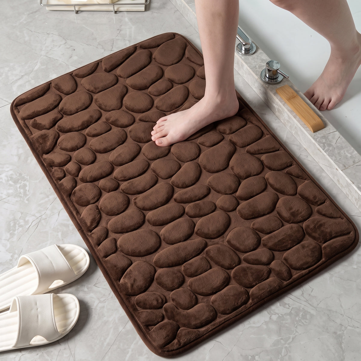 2PCs Anti-Slip Pebble Bath Mats