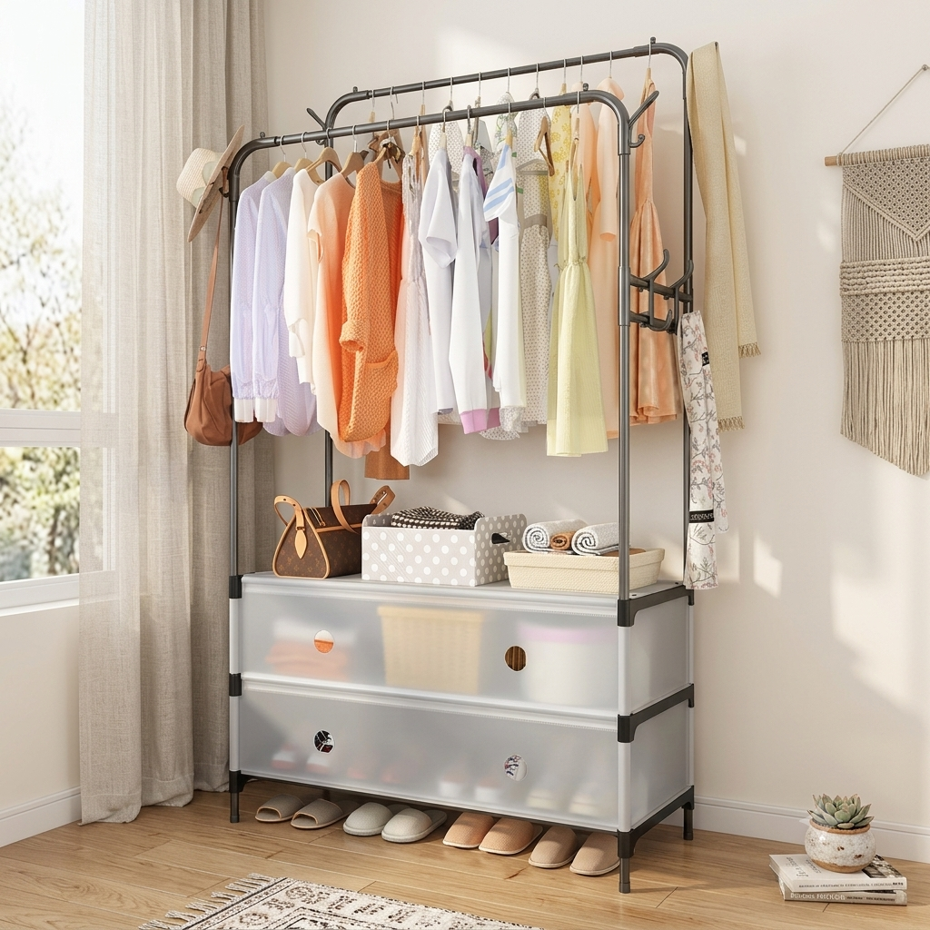 Metal Floor-Standing Clothes Drying Rack
