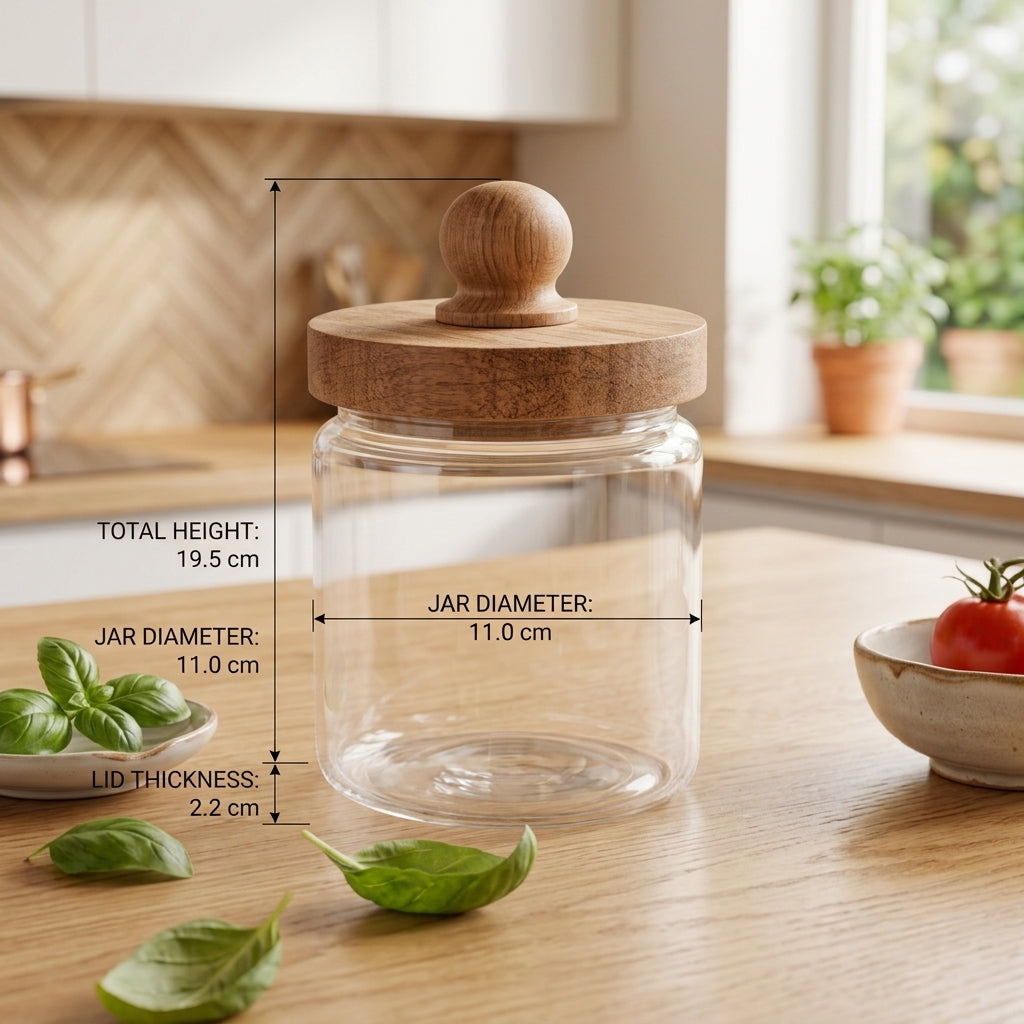 Glass Storage Canister With Wooden Cap