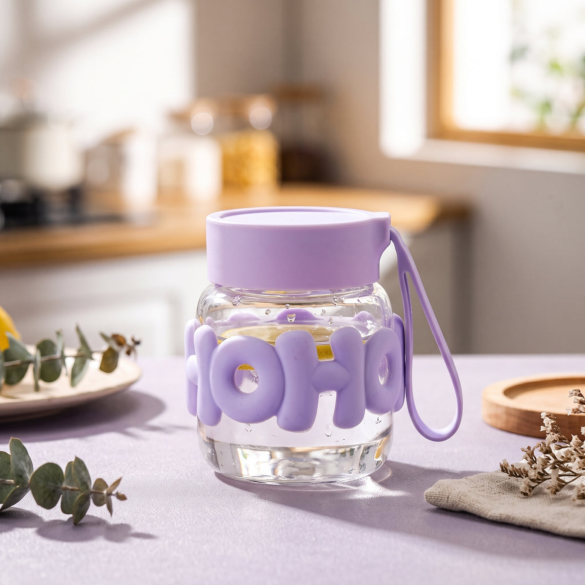 Elegent Letter Glass Travel Mug
