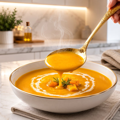Stainless Steel Floral Gold Serving Spoon