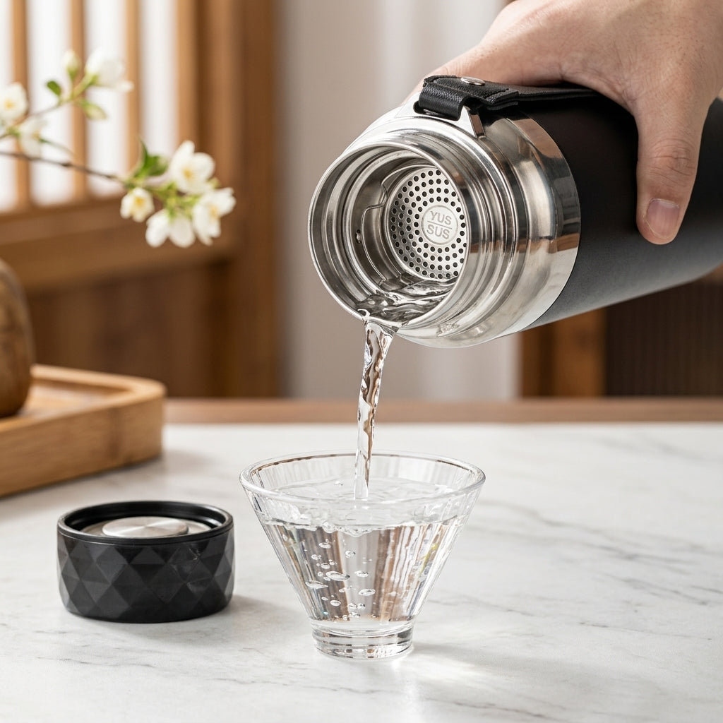 Luxury Diamond Cut Hot & Cold Water Bottle with Strap