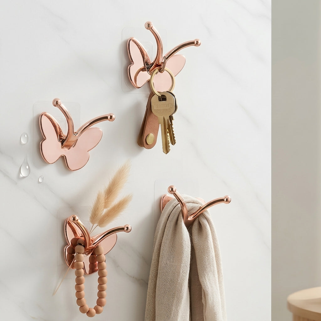 Elegant Butterfly Adhesive Metallic Wall Hook