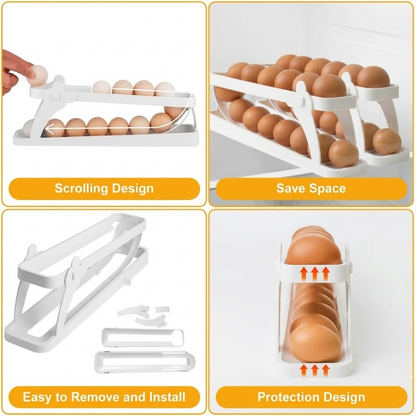 Egg Storage Container for Refrigerator Egg Dispenser Tray