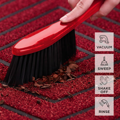 Red Geometric Non Slip Floor Mat