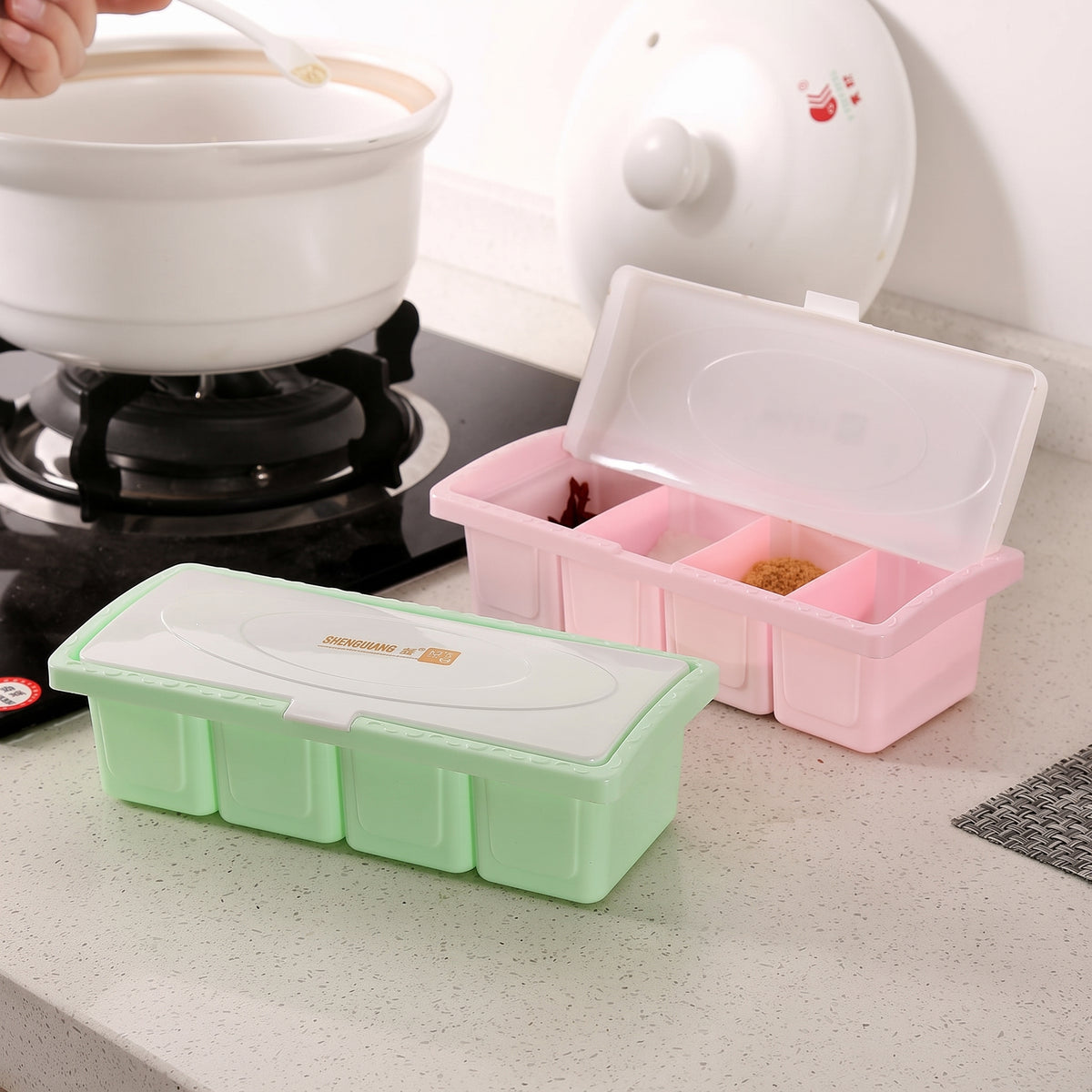 4-Compartment Spice Storage Box