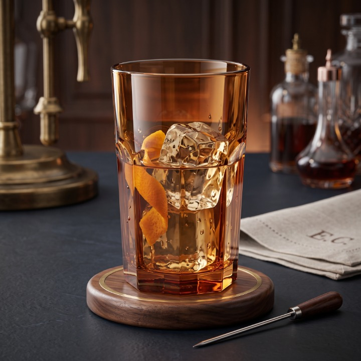 2PCs Vintage Amber Drinking Glass Set