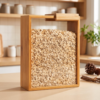 Wooden Grain Storage Container With Lid