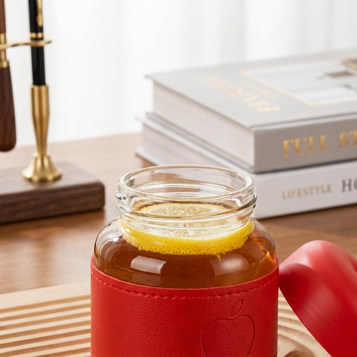 Elegent Apple Glass Travel Mug