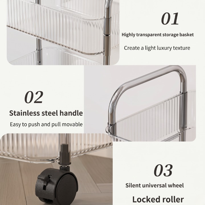 4 Layer Acrylic Rolling Storage Trolley Rack