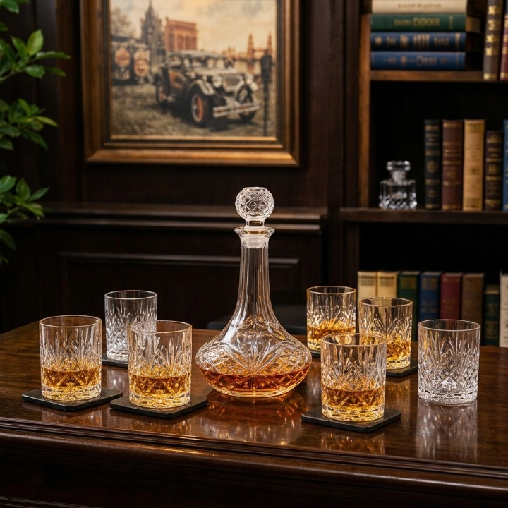 7PCs Royal Crystal Decanter & Glass Set