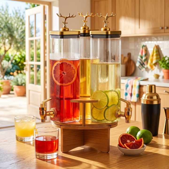 3-in-1 Rotating Beverage Dispenser with Deer Lid
