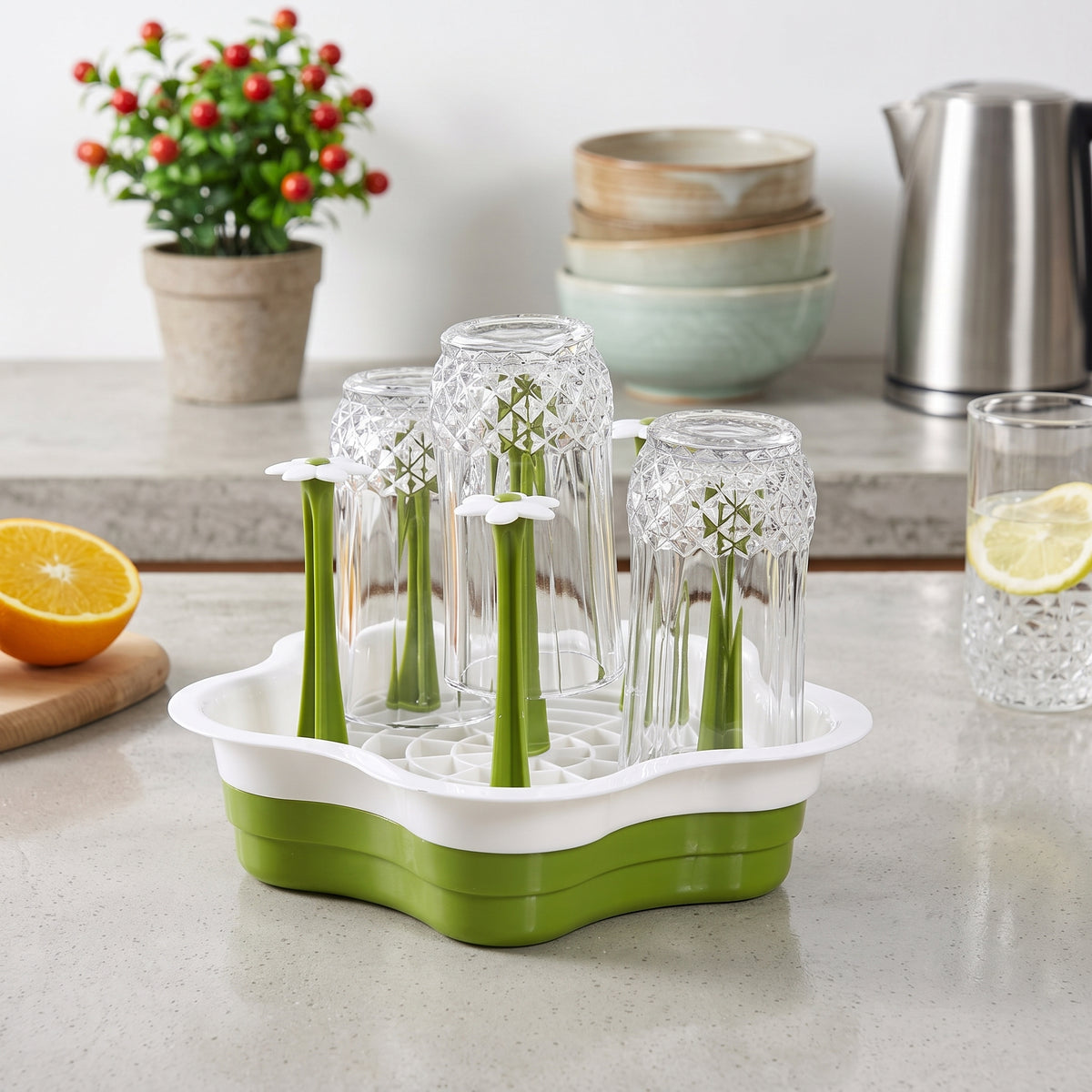 Floral Glassware Drying Storage Rack