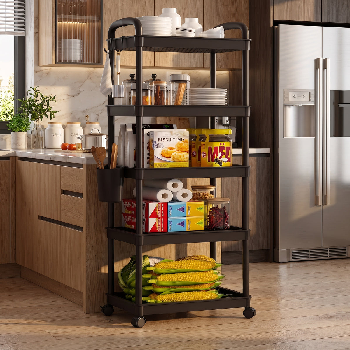 5-Layer Rolling Storage Cart Trolley With Wheels