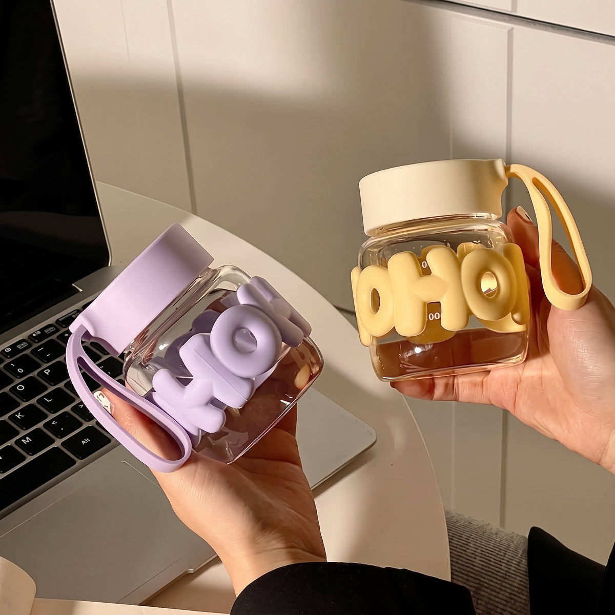 Elegent Letter Glass Travel Mug