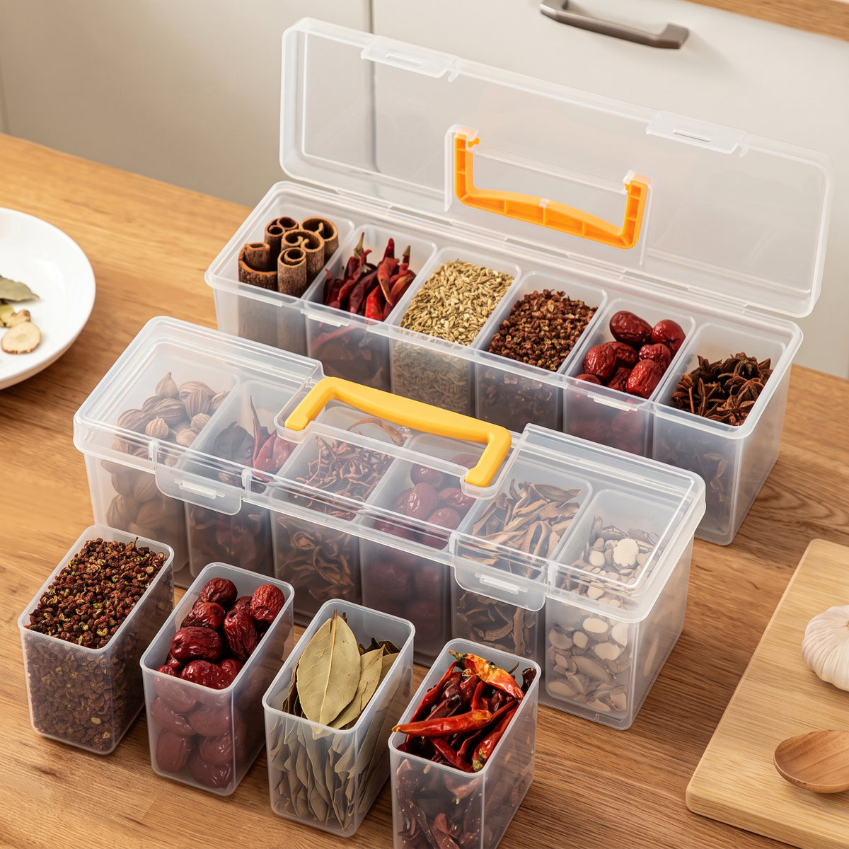 6-Grid Plastic Storage Box With Handle