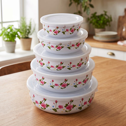 5PCs Stainless Steel Floral Storage Containers With Lids