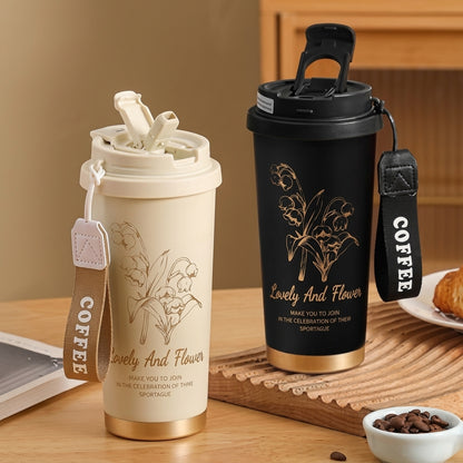 Stainless Steel Floral Coffee Mug