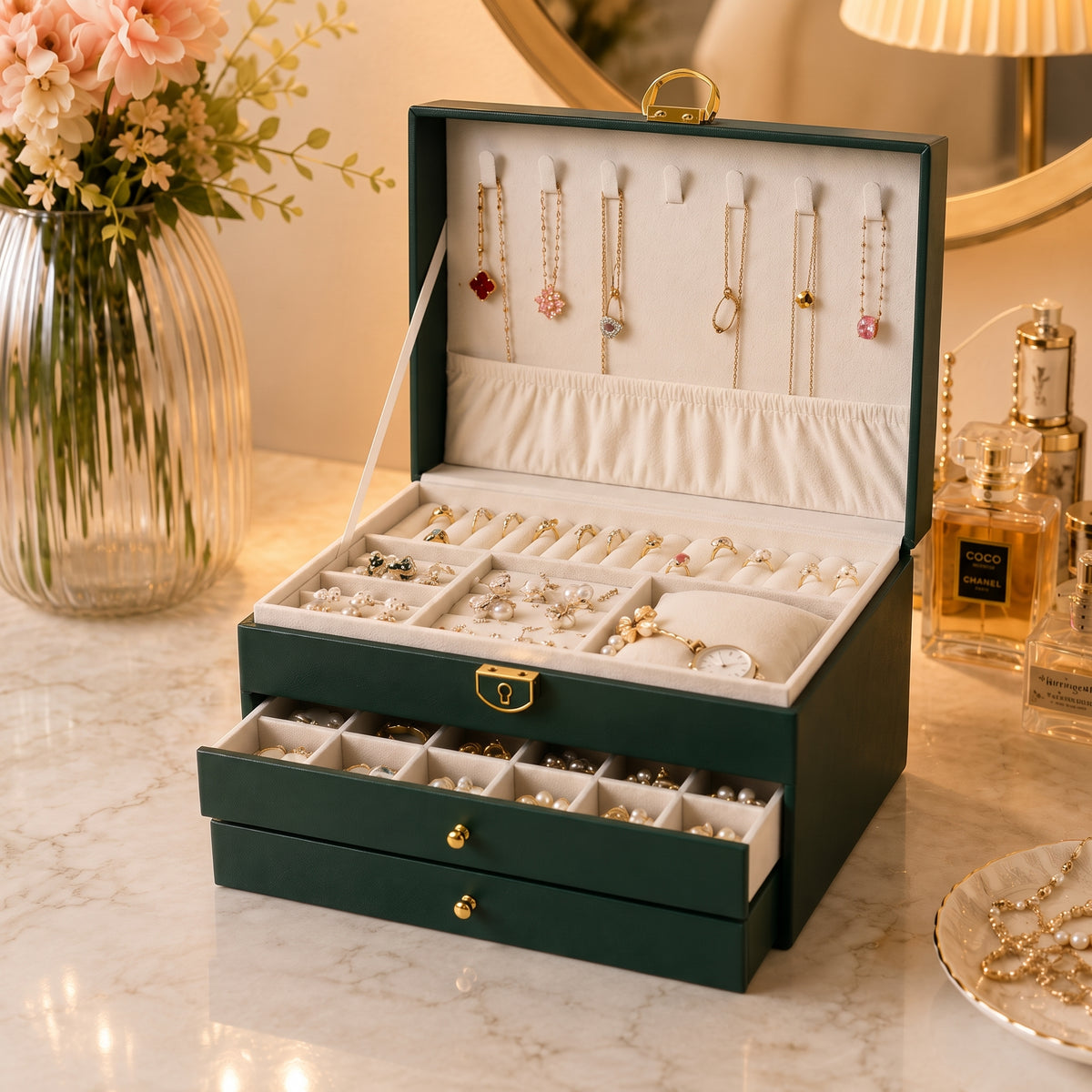 Luxury 3-Layer Jewelry Organizer Box