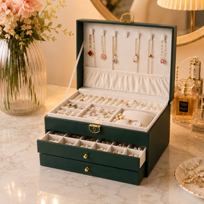 Luxury 3-Layer Jewelry Organizer Box
