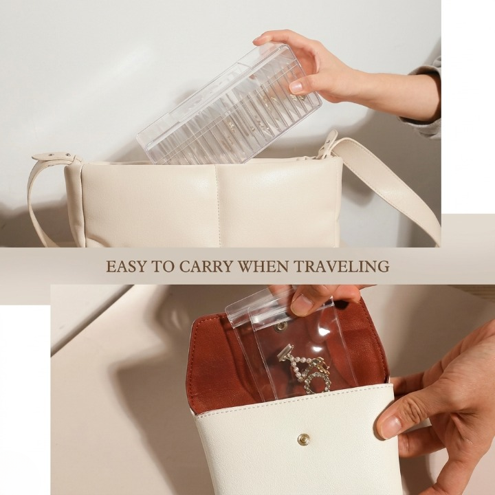Transparent Acrylic Jewelry Box With 20 Pouches