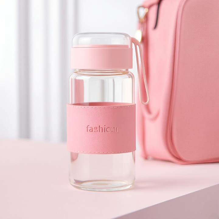 Elegant Double Wall Glass Water Bottle 340ML