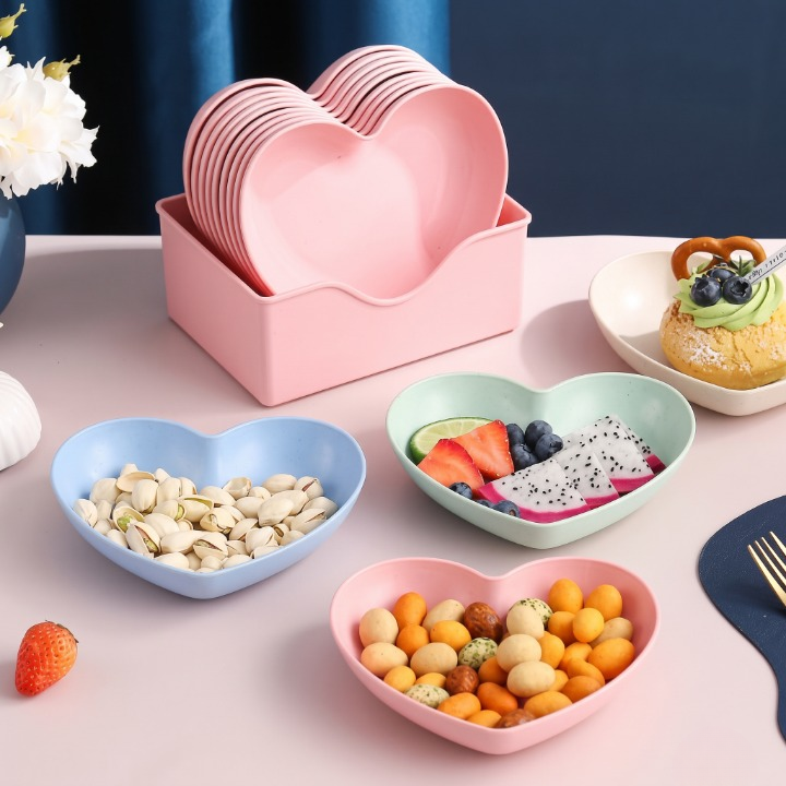 10PCs Multi-Color Heart Plate Set