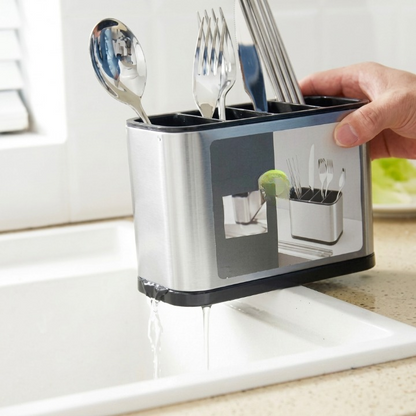 4-Section Kitchen Stainless Steel Cutlery Organizer
