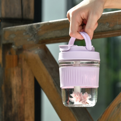 Double Layer Travel Glass Mug With Lid