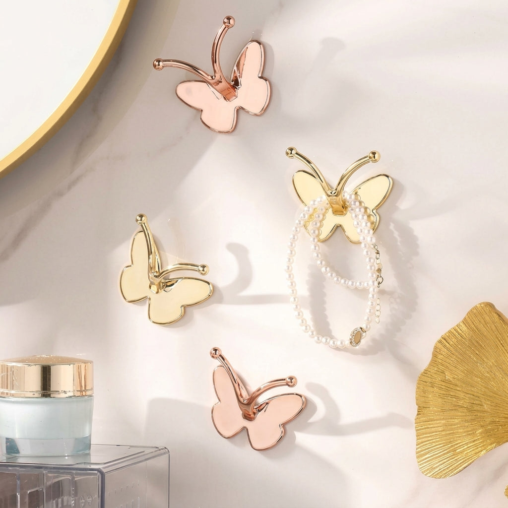 Elegant Butterfly Adhesive Metallic Wall Hook