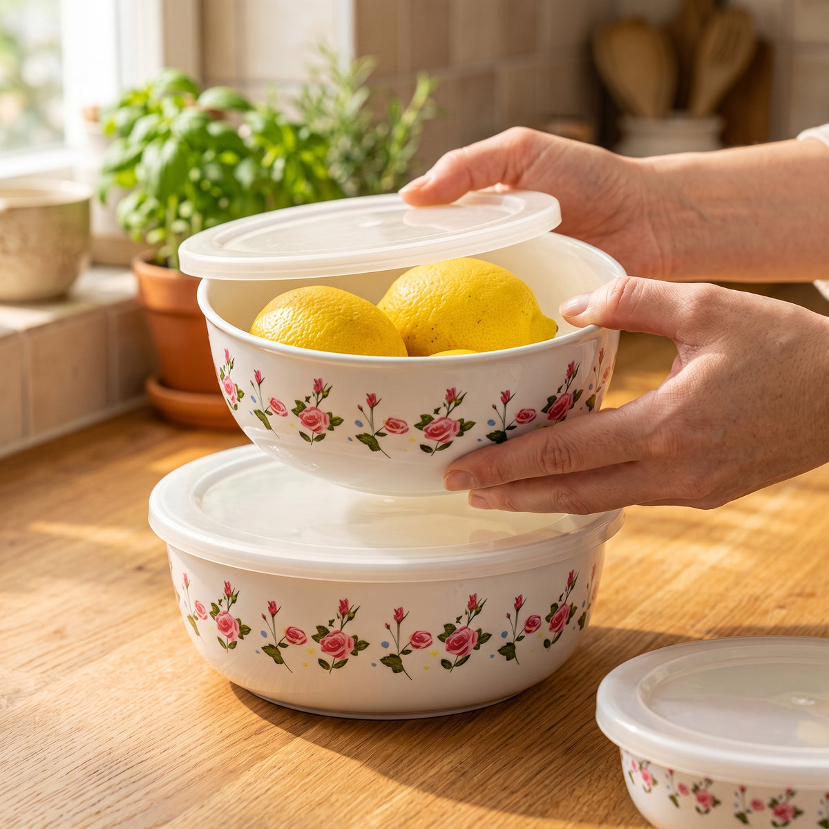 5PCs Stainless Steel Floral Storage Containers With Lids