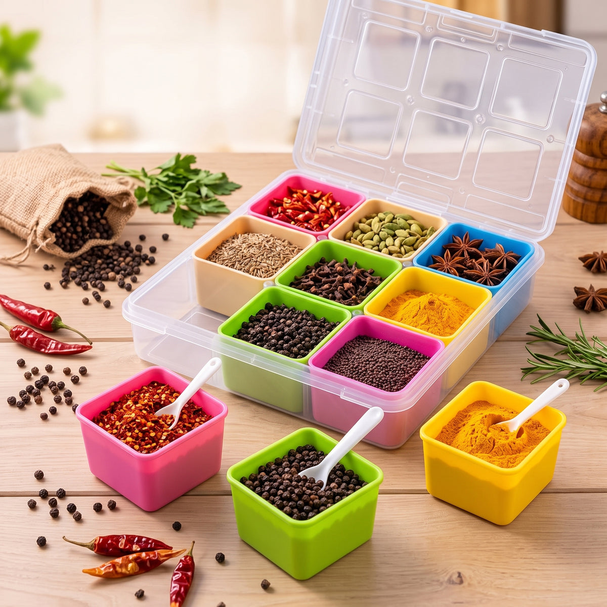 9PCs Masala Spice Storage Box
