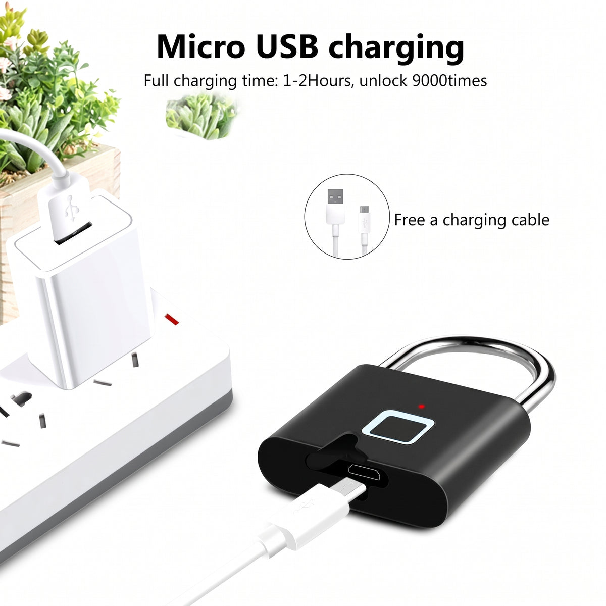 Rechargeable Smart Fingerprint Padlock