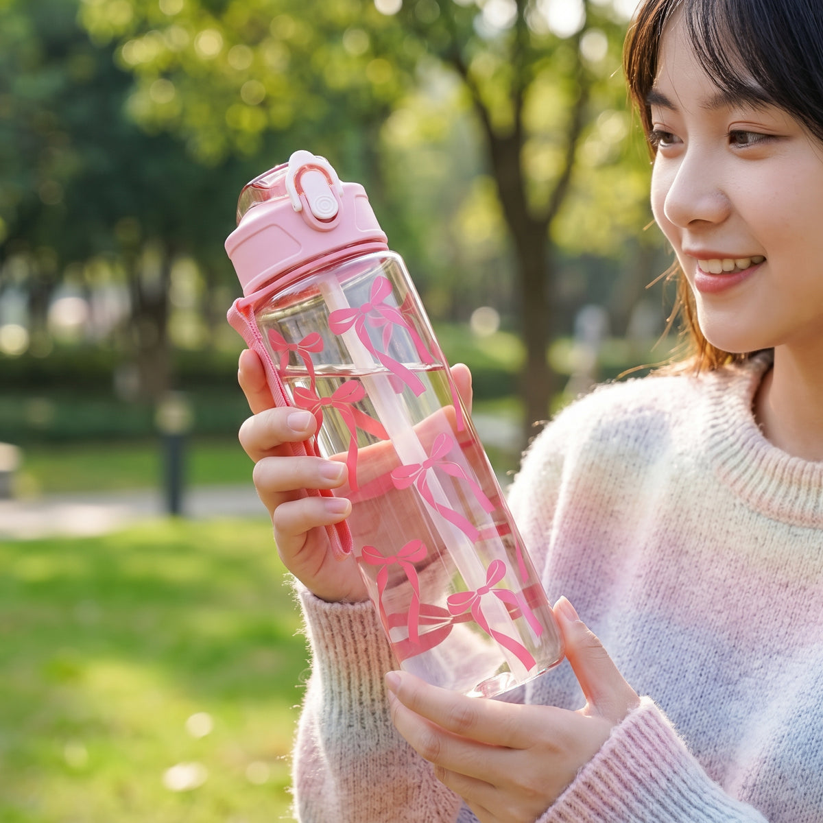Elegant Transparent Water Bottle (Random Design)