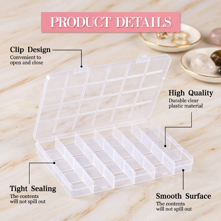 24 Grid Transparent Jewelry Storage Box