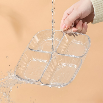 4 Section Acrylic Serving Plate With Handle