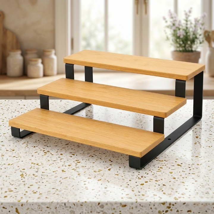3 Layer Wooden Spice Organizer Rack