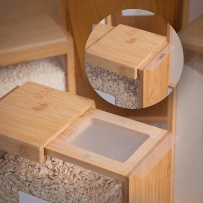 Wooden Grain Storage Container With Lid