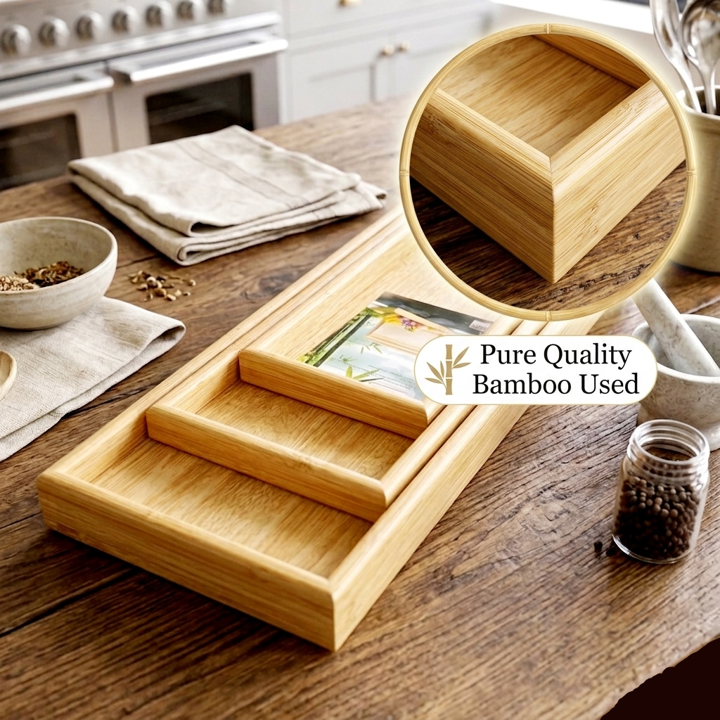 Set of 3 pcs Wooden Serving Trays
