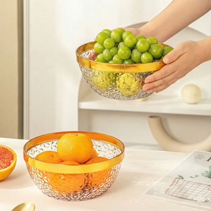 Gold Trim Clear Plastic Punch Bowl