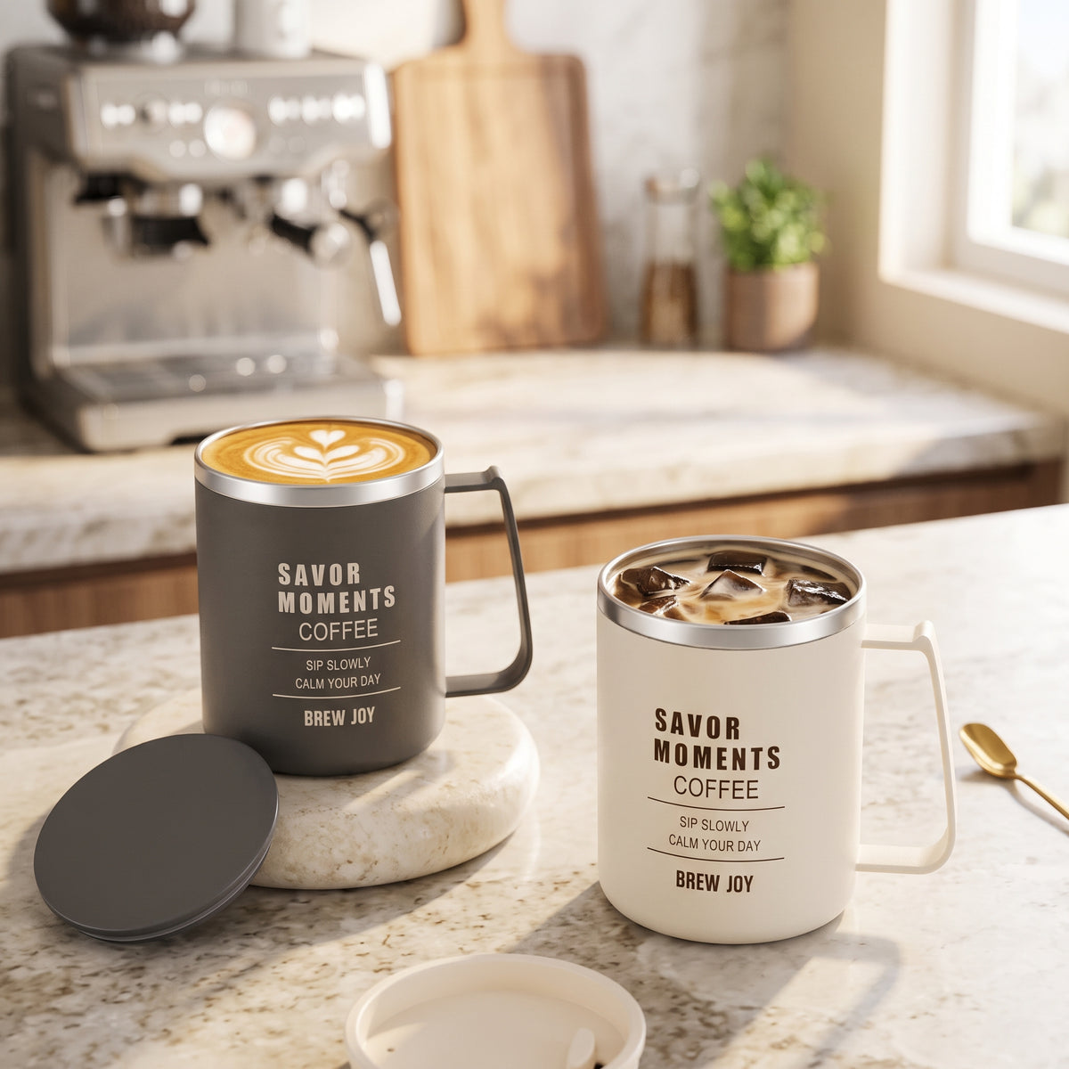 Elegant Double Layer Coffee Mug With Lid