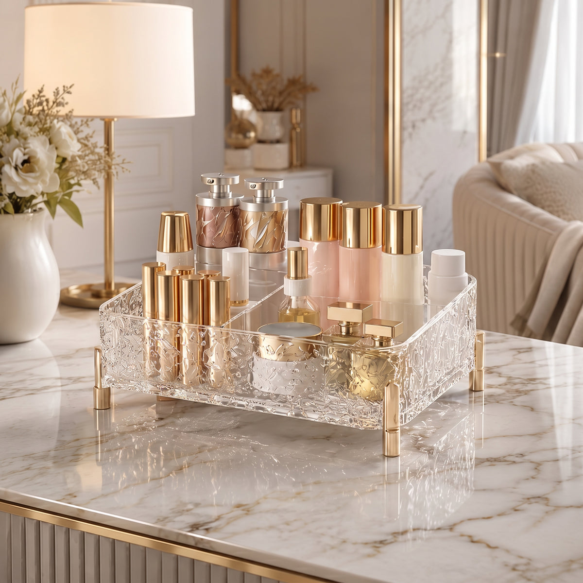 Luxury Multi-Compartment Acrylic Makeup Organizer