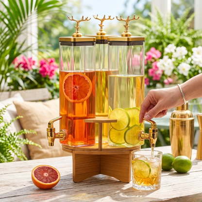 3-in-1 Rotating Beverage Dispenser with Deer Lid