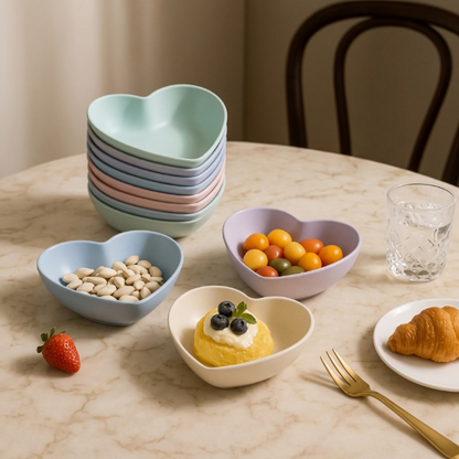 10PCs Multi-Color Heart Plate Set